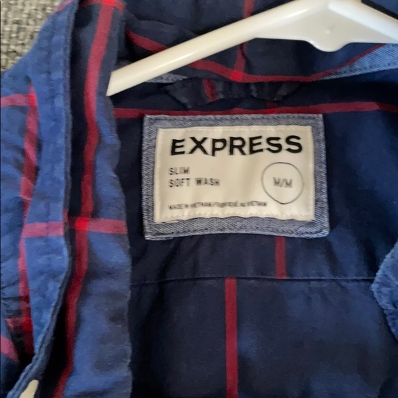 Express button down navy and red shirt (wore once) - Picture 2 of 2